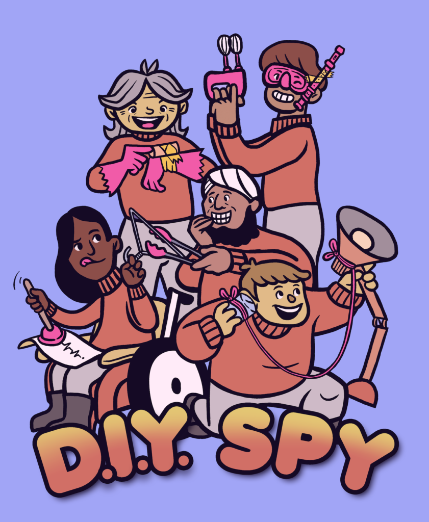 DIYSPY logo with smiling players holding objects